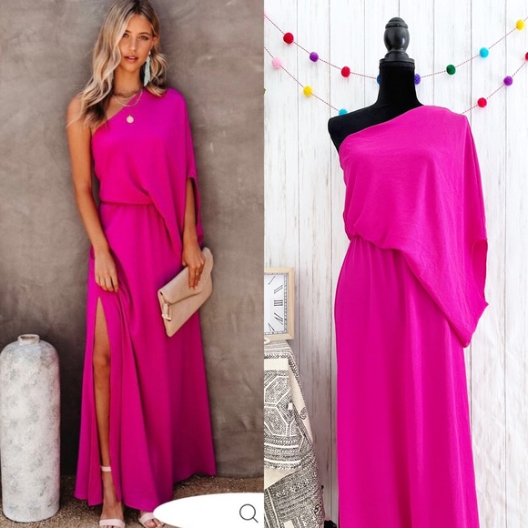 from the source one shoulder maxi dress